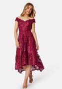 Goddiva Embroidered Lace Dress Wine-red XS (UK6)