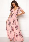 Goddiva Flutter Floral Maxi Dress Peach XS (UK8)