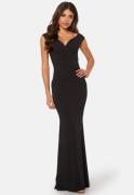 Goddiva Bardot Pleat Maxi Dress Black XXL (UK18)