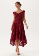 Goddiva Embroidered Lace Dress Wine XL (UK14)