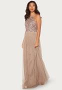 AngelEye High Neck Sequin Maxi Dress Taupe XL (UK16)