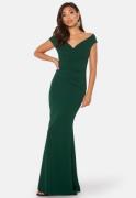 Goddiva Bardot Pleat Maxi Dress Green XL (UK16)