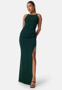 Bubbleroom Occasion Square neck slit maxi dress Dark green 2XL