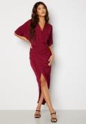 John Zack Kimono Sleeve Rouch Dress Wine M (UK12)