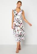 Bubbleroom Occasion Draped Soft Midi Dress White / Floral 2XL