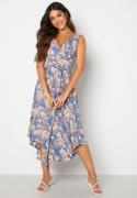 Bubbleroom Occasion Draped Soft Midi Dress Navy / Floral 3XL