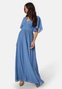 Bubbleroom Occasion Butterfly Sleeve Chiffon Gown Dusty blue 34