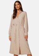 BUBBLEROOM Belted L/S Viscose Shirt Dress Light beige 42