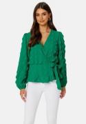 BUBBLEROOM Triniti wrap blouse Jade-green 34