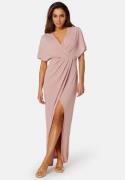 Bubbleroom Occasion Wrap Slit Maxi Dress Dusty pink 44