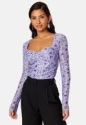 BUBBLEROOM Melandra mesh bustier top Lilac / Floral XS