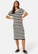 SELECTED FEMME Alby SS Long Knit Dress Birch Stripes:BLACK XS