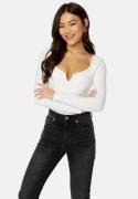 BUBBLEROOM Square V-neck Long Sleeve Top White M