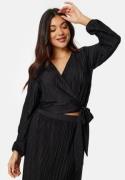 BUBBLEROOM Pleated Long Sleeve Wrap Top  S