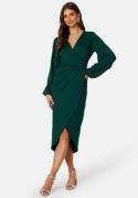 Bubbleroom Occasion Wrap Stretchy Midi Dress Dark green L