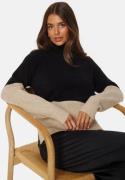 VILA Ril Blocking Roll-NK L/S Knit Top Black/Beige L