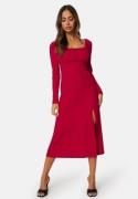 BUBBLEROOM Square Neck Midi Dress Red XS