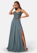 Christian Koehlert Chiffon Rhinestone Evening Dress Green blue 40