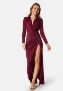 Bubbleroom Occasion Slit V-neck stretchy gown Bordeaux XL