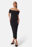 BUBBLEROOM Off Shoulder Midi Dress Black XS