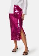 VILA Vietta midi sequin skirt Fuchsia Purple 34