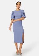 BUBBLEROOM Puff Sleeve Slit Dress Dusty blue S