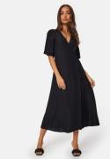 BUBBLEROOM Linen Blend Wrap Dress Black S