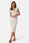 VILA Visolira V-Neck cap sleeve dress Eggnog L