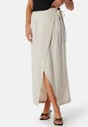 VERO MODA Vmmindy High Waist long wrap linen skirt Beige/Striped 42