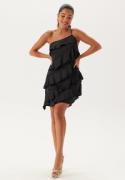 Bubbleroom Occasion One shoulder Short Frill Dress Black XL