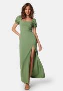 John Zack Puff Sleeve Maxi Dress With Split Sage Green M (UK12)