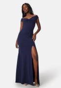 Bubbleroom Occasion Twist Off Shoulder Gown Dark blue XL