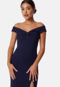 Bubbleroom Occasion Twist Off Shoulder Gown Dark blue S