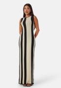 BUBBLEROOM Striped Sleeveless Knitted Dress Cream/Black XL