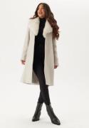 Chiara Forthi Fur Collar Wool Blend Coat Light beige XL