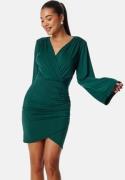 Bubbleroom Occasion Wrap Soft Short Dress Dark green S