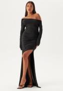 Bubbleroom Occasion Asymmetric Off Shoulder Soft Gown Black XS