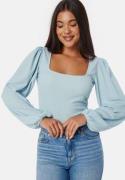 BUBBLEROOM Square Neck Balloon Sleeve Top Light blue XS