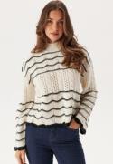 VILA Viovirina High Neck L/S CABLE  Birch/Black Beauty L