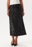 Pieces Pcserena Sequin Hw Midi Skirt Black Detail:black Detail S