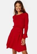 BUBBLEROOM Rib Knitted Skater Dress Red M