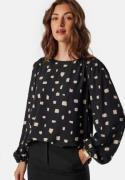 VILA Vilana L/S O-NECK DETAIL TOP  Black Beauty Aop:katy 38