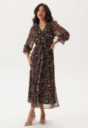 BUBBLEROOM Flounce Midi Dress Leopard M