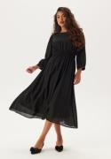 Happy Holly Balloon Sleeve Structured Midi Dress Black 44/46