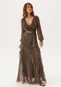 FOREVER NEW Spencer Plisse Ruffle Midi Bronze 42