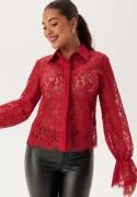 Happy Holly Buttoned Lace Shirt Dark red 48/50