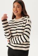 VERO MODA Vmsaba Ls O-neck Button Pullov Birch Stripes:Black XL