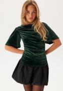 VILA Vivelma Velour 2/4 O-NECK TOP  Scarab XL