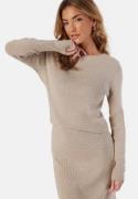 VILA Vicomfy O-neck L/S KNIT TOP  Natural Melange 2XL