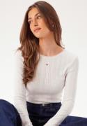 TOMMY JEANS Tjw Slim Pointelle Rib Tee Ls YBL Ecru L